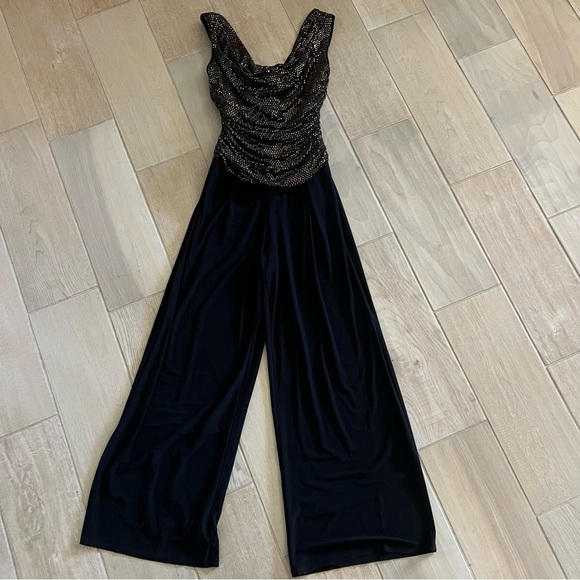 R&M Richards Pants - R & M Richard’s Black And Bronze Glittery Jumpsuit Women’s 6 Holiday Formal